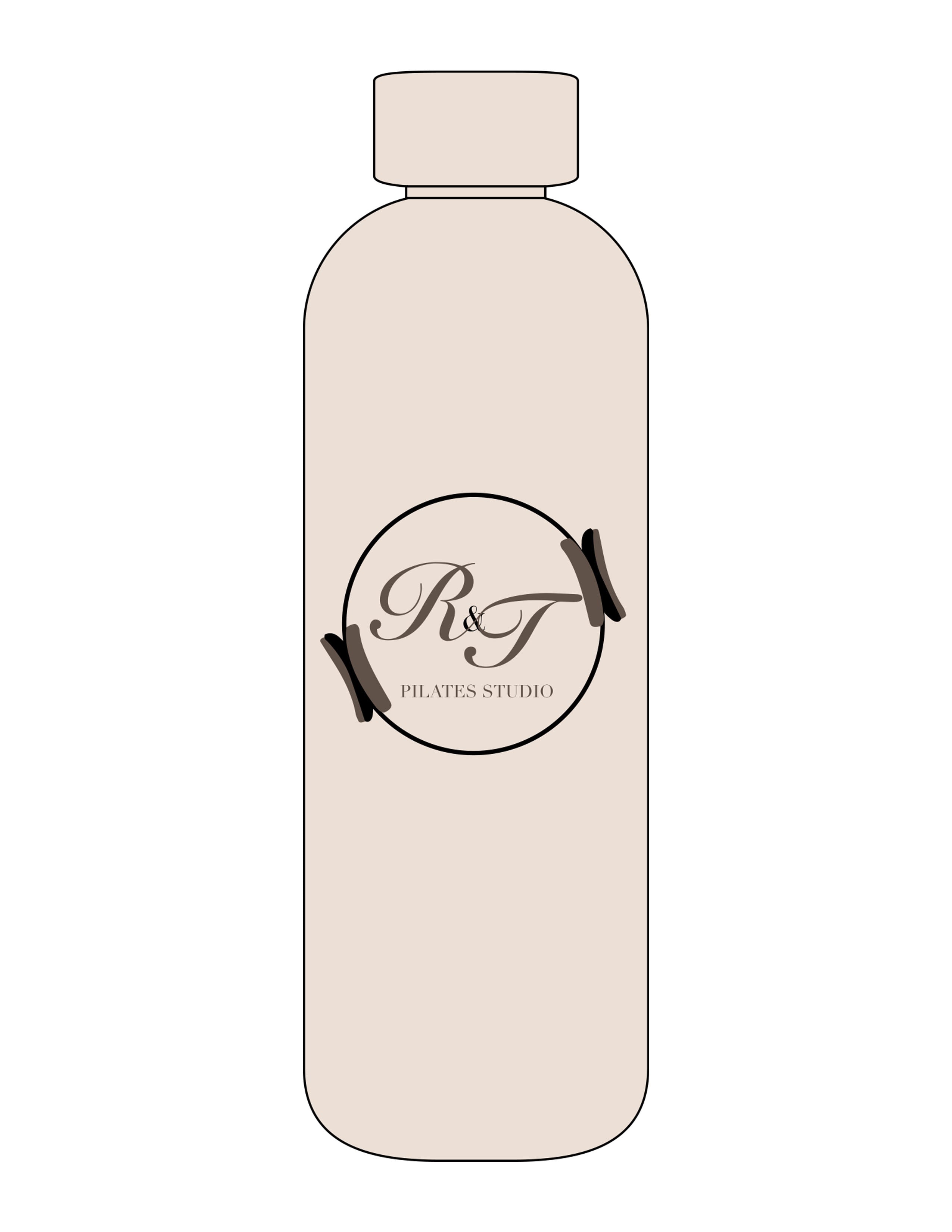 The Water Bottle - Latte - Rise and Tone - Center Body Logo - Printed - Full Color