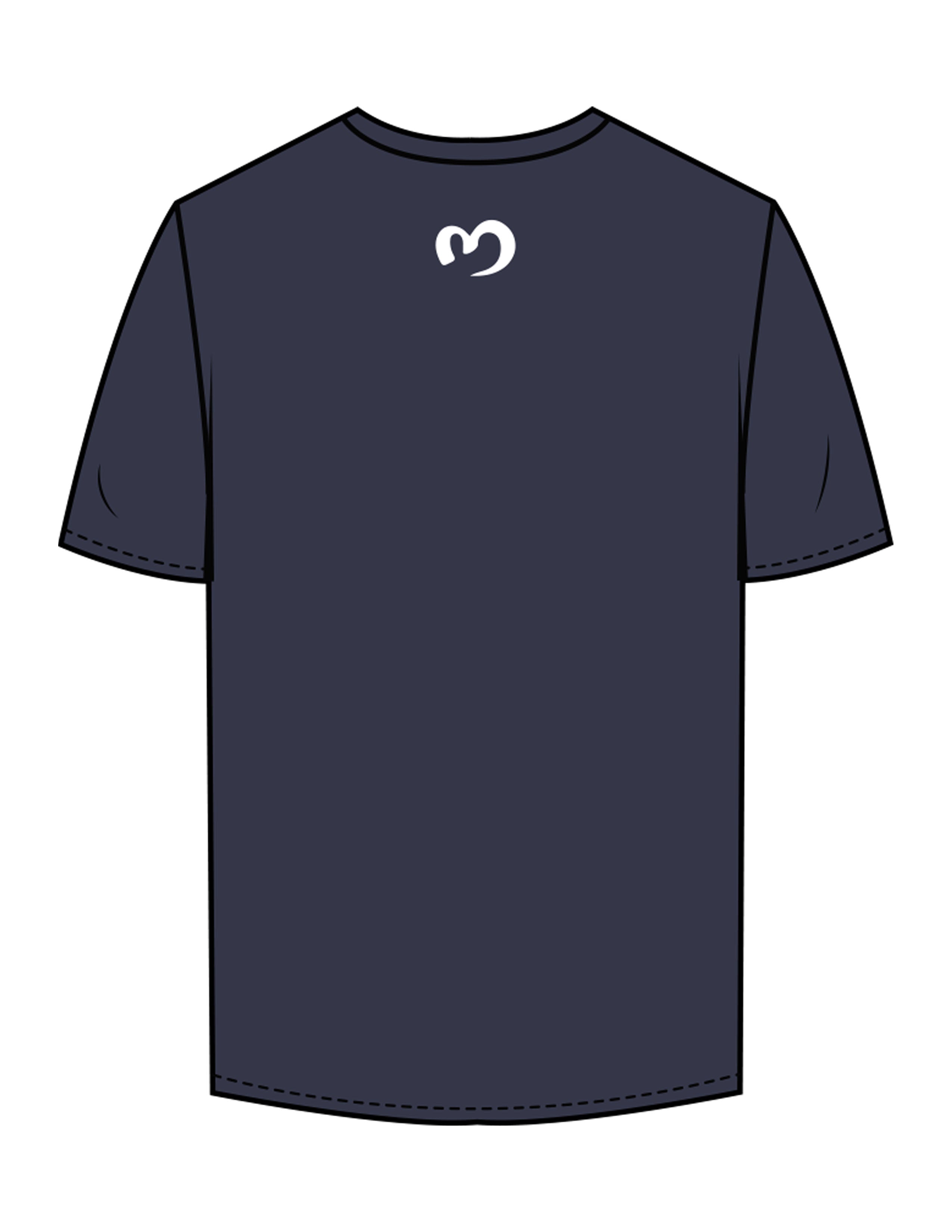 The Mens Tee - Midnight - Mantra - Center Chest & Back Neckline - Printed - White