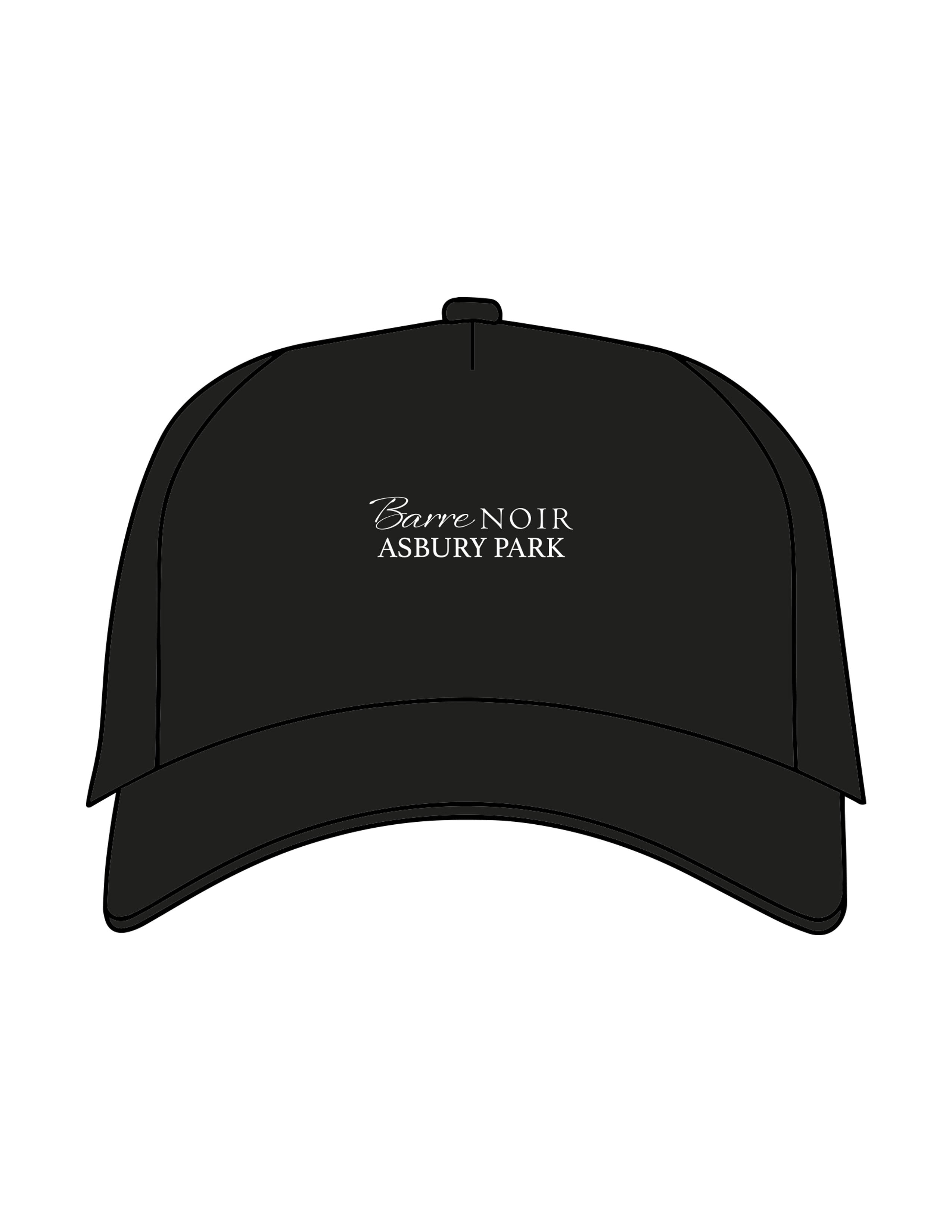 The Canvas Cap - Black - Pilates Method/Barre Noir - Center Crown Stacked "BARRE NOIR" - Embroidered - White