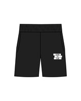 The Womens Sweat Shorts - Black - Alpha Fit - Lef Leg Stacked - White