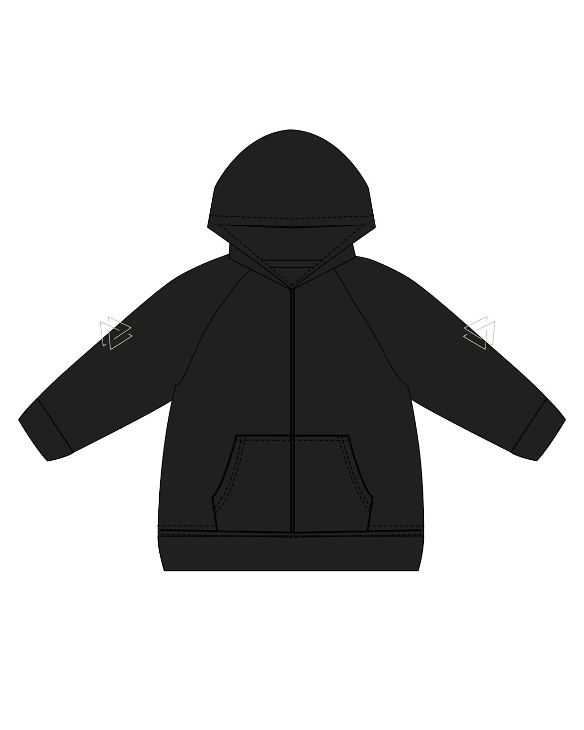 The Kids Zip Hoodie - Black - Commit Fitness - Righ & Left Sleeve - Full Back - Oat