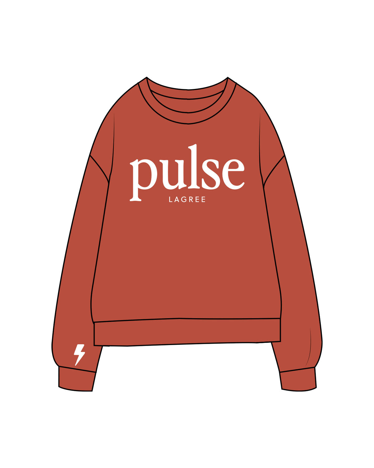 The Midweight Unisex Crewneck - Washed Amber - Pulse Lagree Fitness - Center Chest & Right Wrist - Printed - White