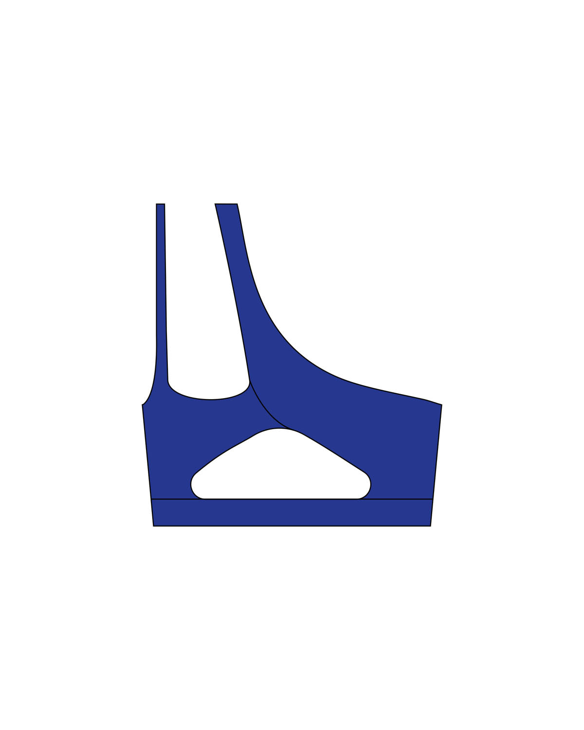 The One Shoulder Bra - Klein Blue - Movement Pilates Buffalo - Center Chest - Printed - White