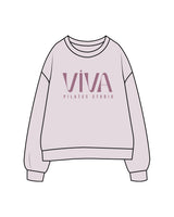 The Womens Crewneck - Orchid - Viva Pilates- Center Chest Stacked - Printed - Tone on Tone