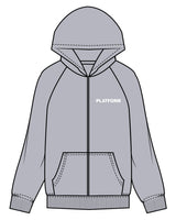 The Womens Zip Hoodie - Heather - Platform - Left Chest - Back Bottom - Printed - White