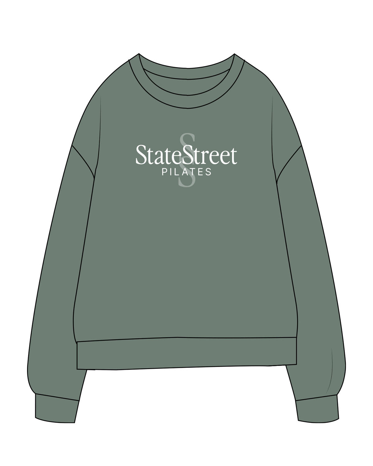 The Midweight Unisex Crewneck - Washed Alpine - State Street - Center Chest Stacked - Printed - Full Color