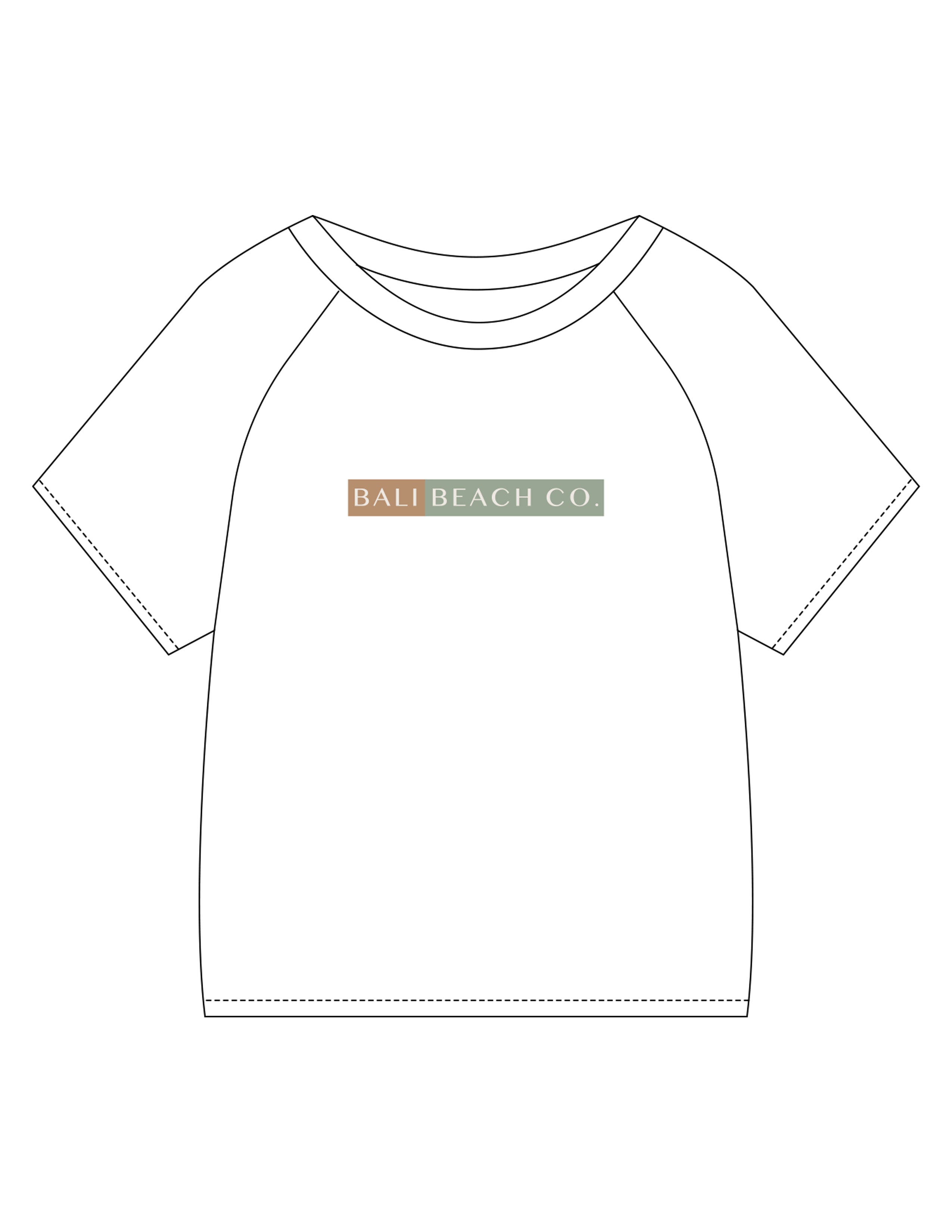 The Kids Tee - White - Bali Beach Co - Center Chest & Back Stacked - Printed - Full Color
