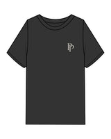 The Womens Heavyweight Tee - Black - Pose Pilates - Left Chest - Back Round - Off White Printed