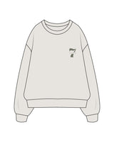 The Mens Crewneck - Washed Bone - STUDIO 7 - Left Chest - Printed - Green