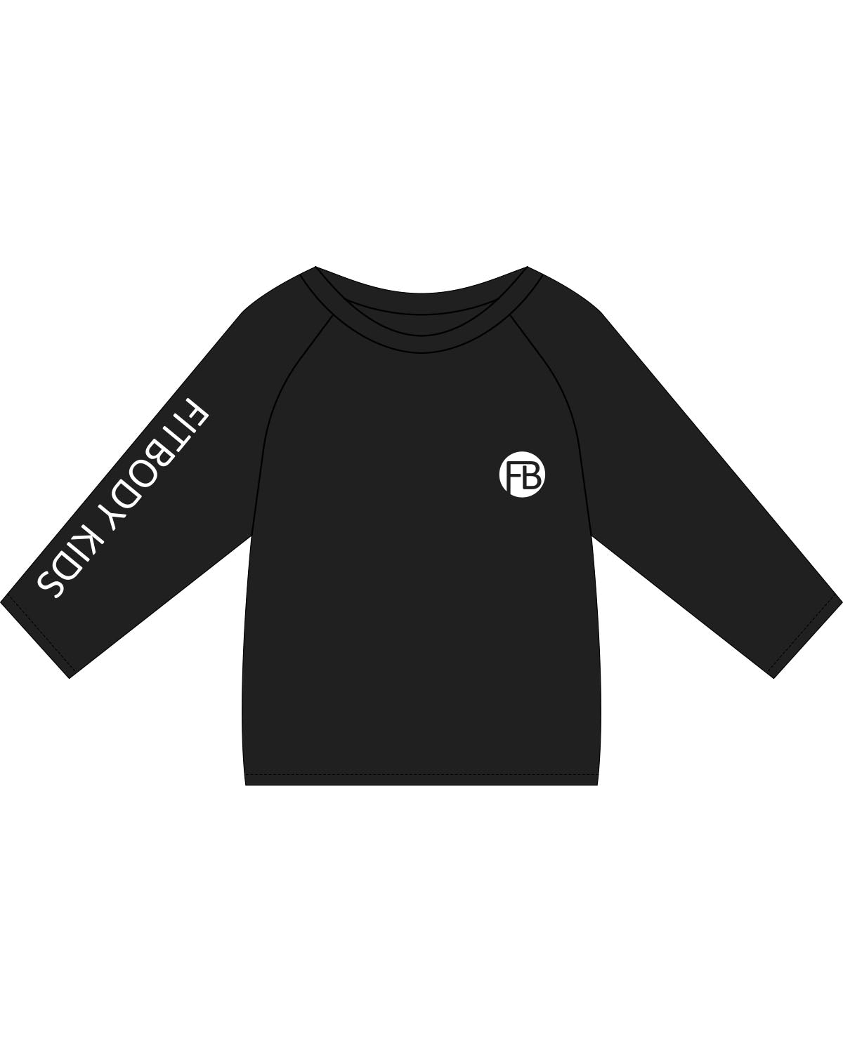 The Kids Long Sleeve - Black - Krista - Left Chest Round & Right Arm - White