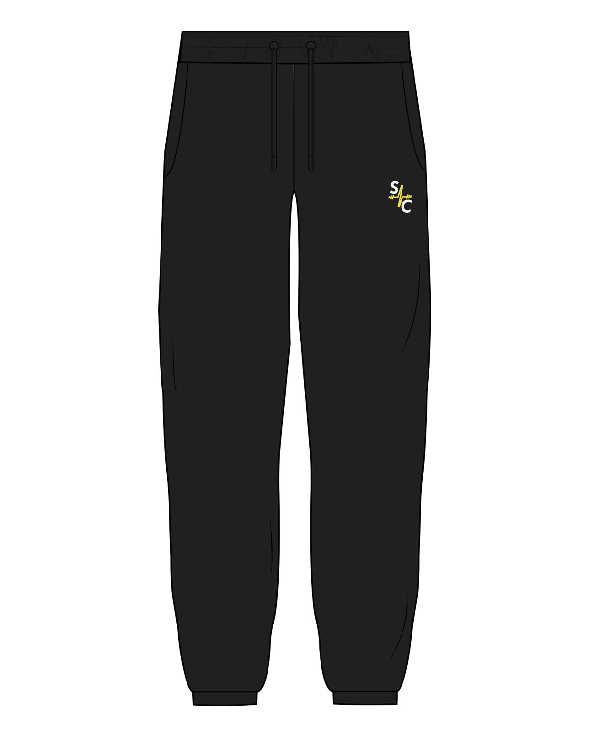 The Mens Classic Sweatpants - Black - Sweat Circuit - Left Leg Pocket - Printed - Full Color