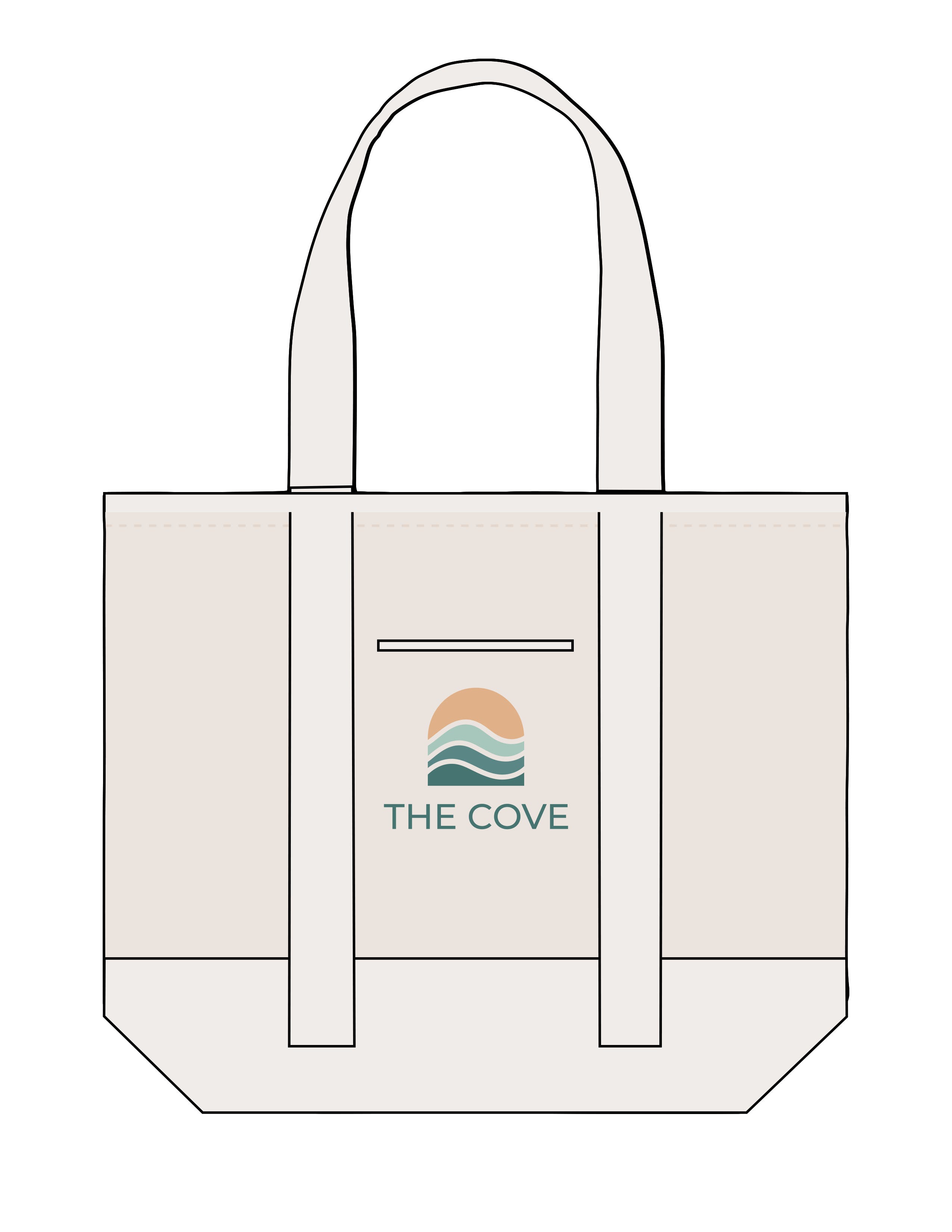 The Contrast Tote Bag - Natural / Natural - The Cove - Center - EMB - Full Color