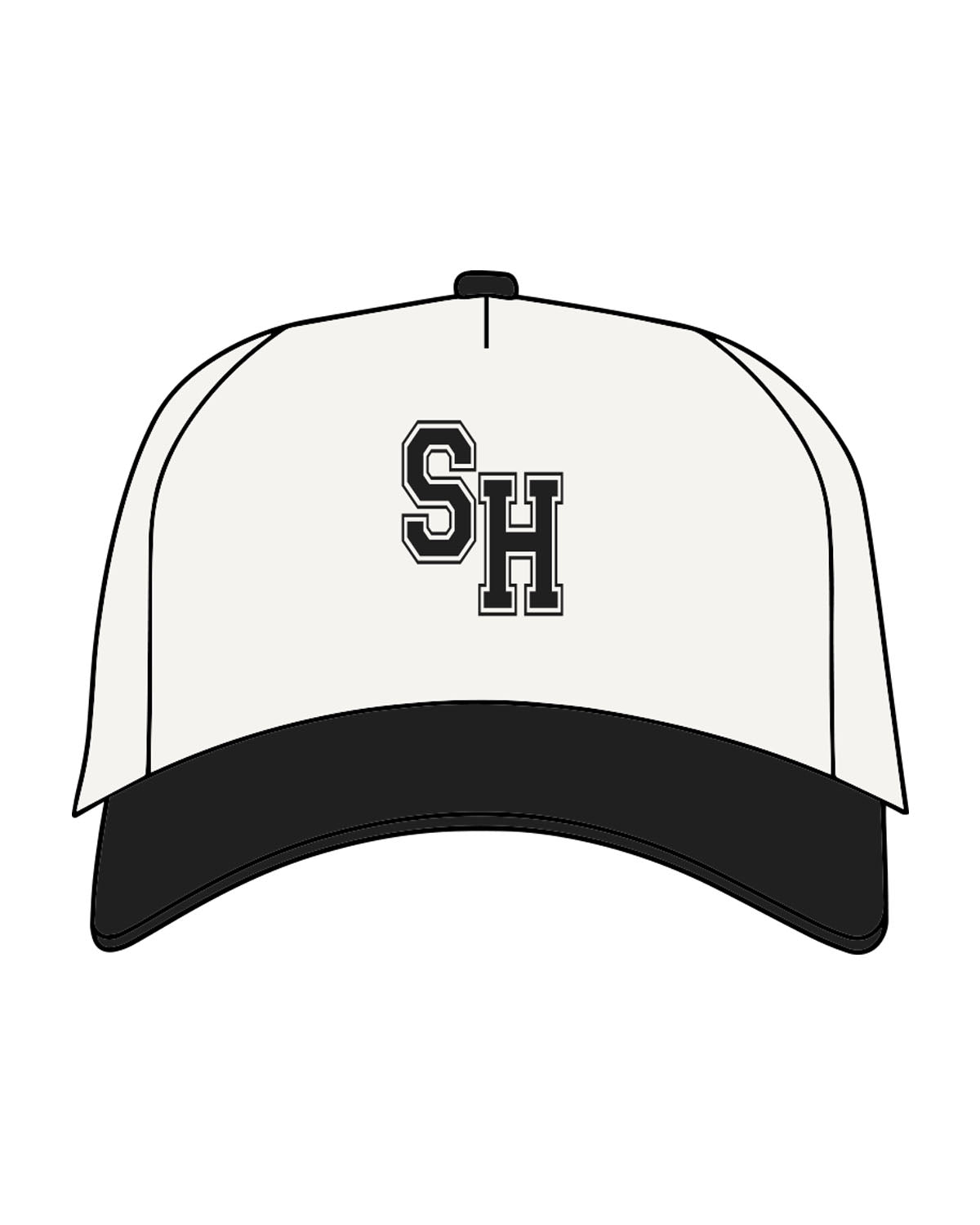 The Canvas Cap - Natural / Black - Spring House - Crown Center & Back - Embroidered - Black