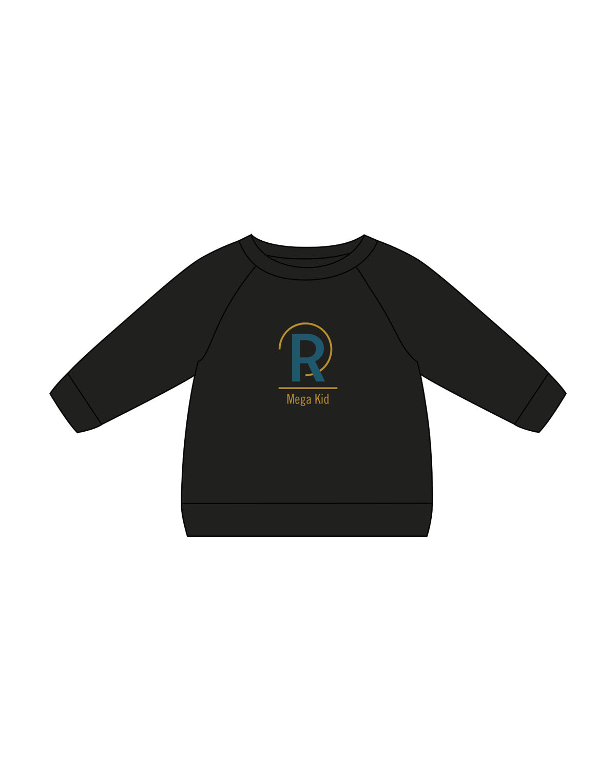 The Kids Crewneck - Black - Reform Fitness - Center Chest "MEGA KID" - Printed - Full Color