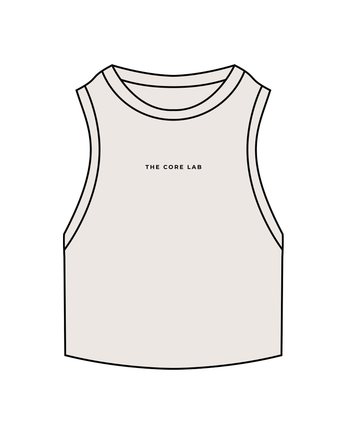 The Ribbed Crop Tank - Bone - Core Lab - Center Chest - Embroidered - Black