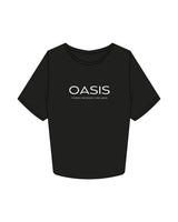 The Crop Tee - Black - OCWC - Center Chest Stacked - Printed - White