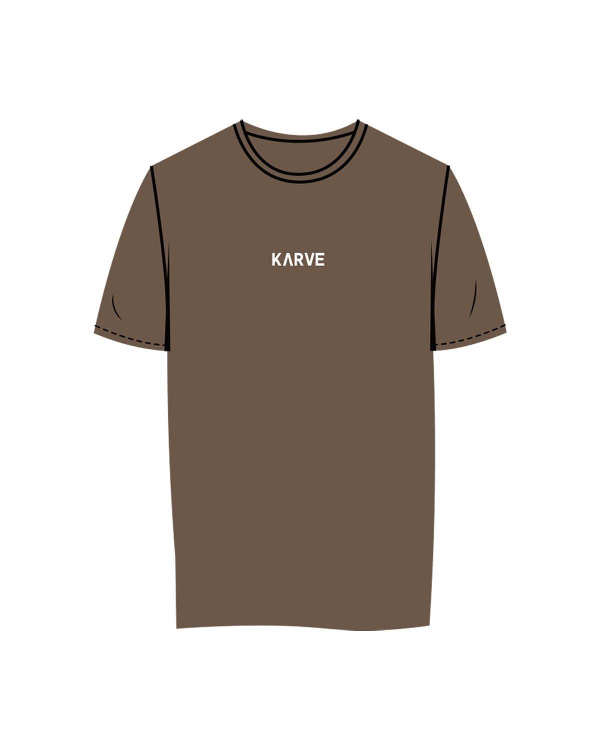 The Womens Tee - Walnut - Karve - Center Chest & Center Back - Printed - White