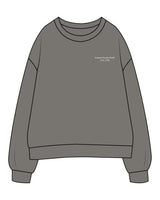 The Womens Crewneck - Washed Gray - Midwifery - Left Chest - Back Center - Printed - White