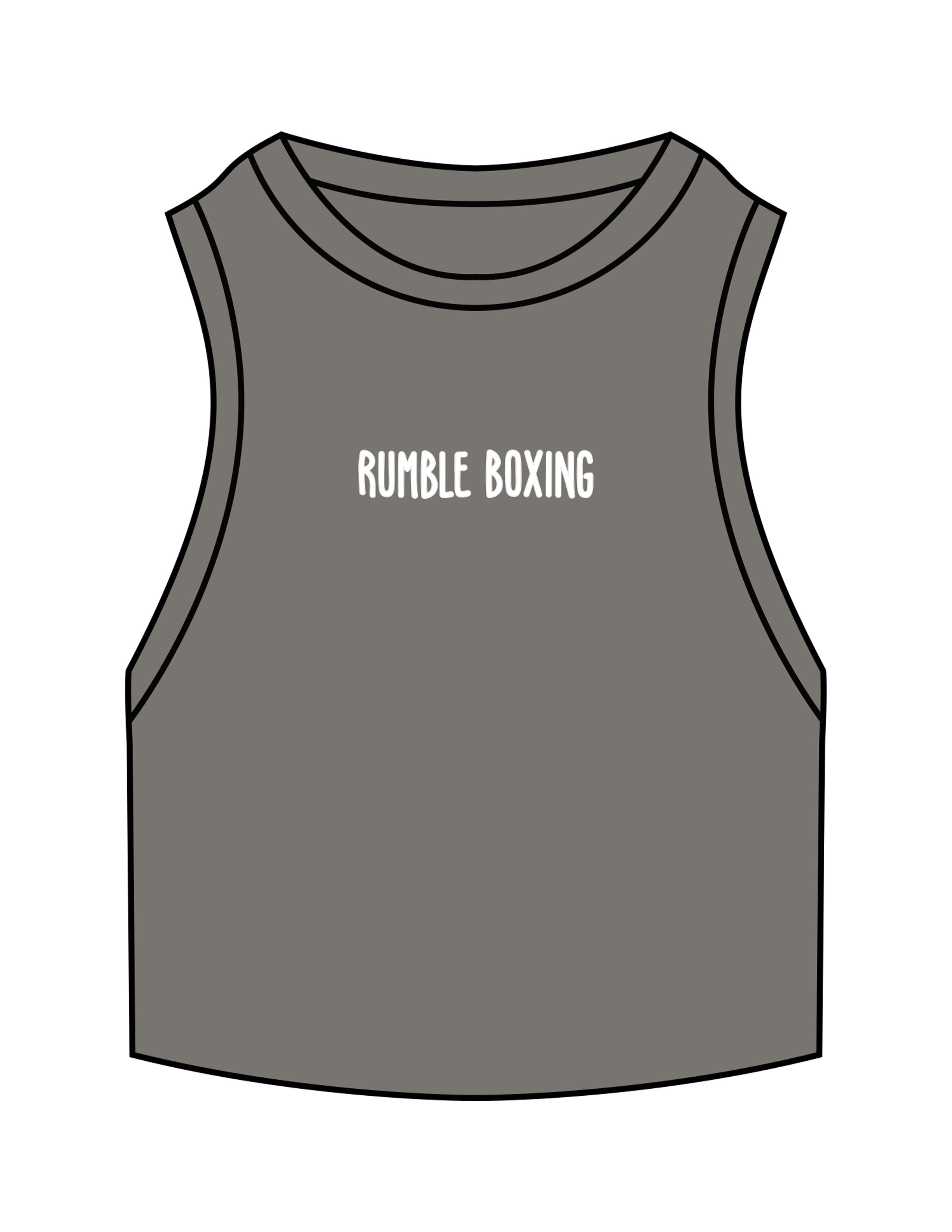 The Ribbed Crop Tank - Washed Gray - Rumble - Center Chest - Embroidered - White