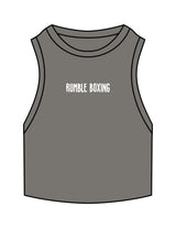 The Ribbed Crop Tank - Washed Gray - Rumble - Center Chest - Embroidered - White