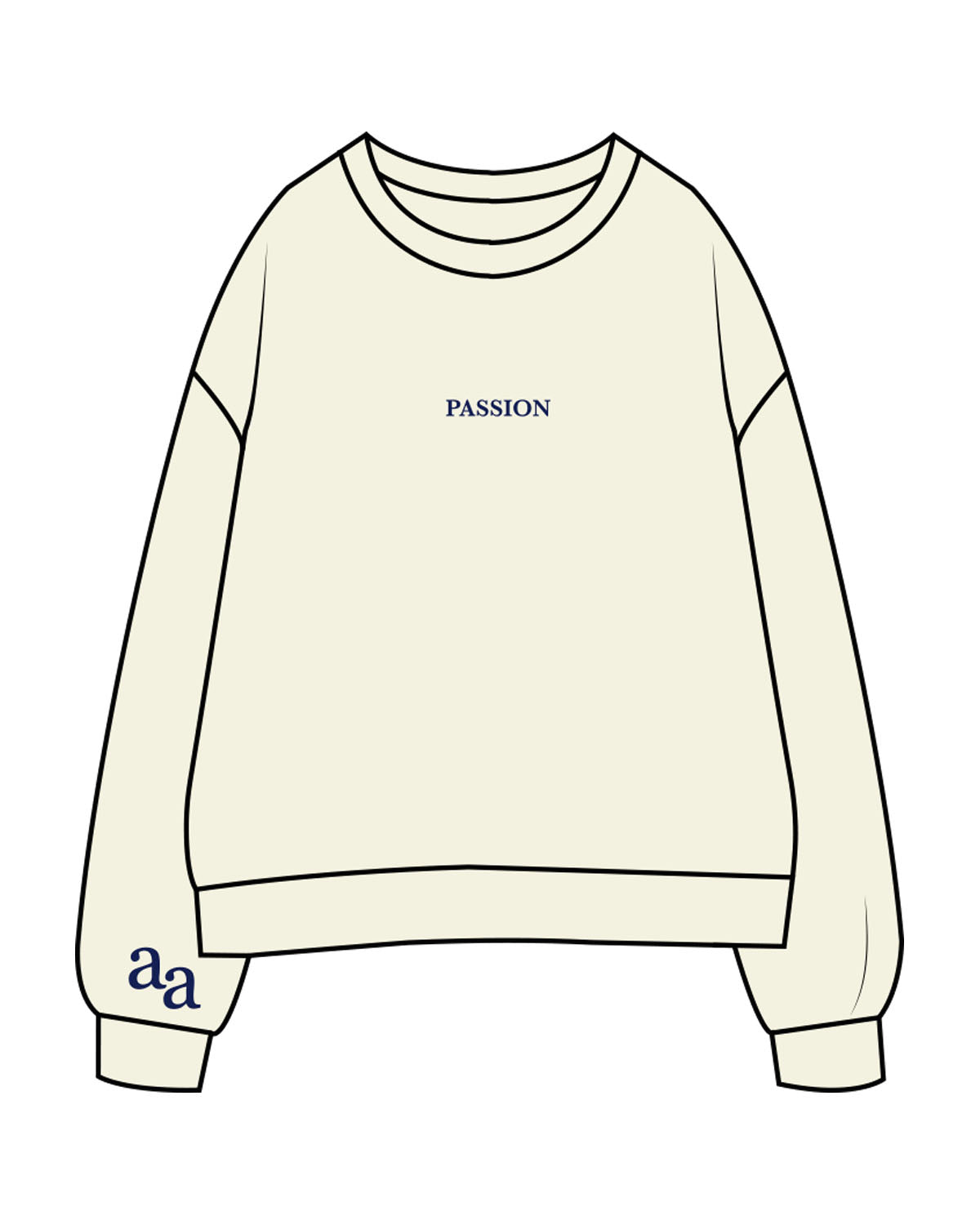 The Womens Crewneck - Butter - AA Associates - Center Chest & Right Sleeve - Embroidered - Navy