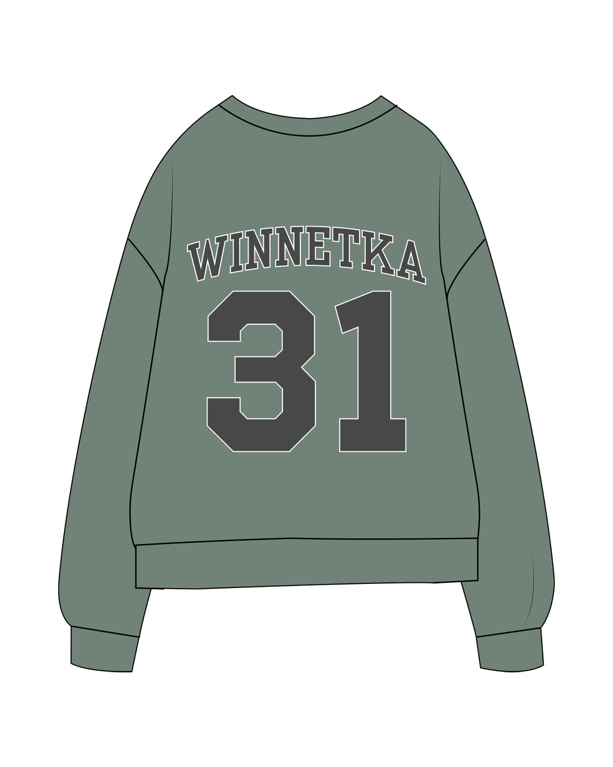 The Midweight Unisex Crewneck - Washed Alpine - 31Theraphy - Winnetka - Left Chest & Bakc Stacked - Full Color
