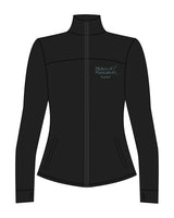 The Womens Zip Jacket - Black - Pilates of Plantation - Left Chest Stacked - "Teacher" - Printed - Blue