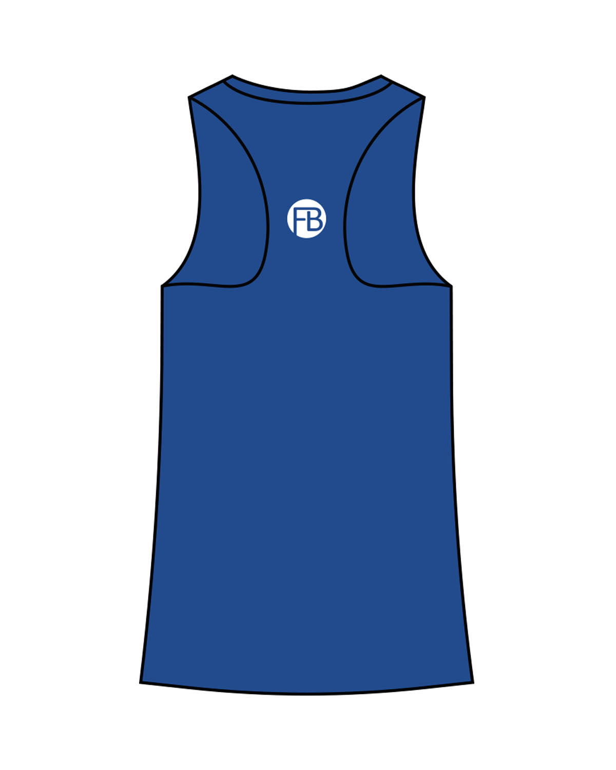 The Womens Full Length Tank - Royal - Krista - Center Chest - Upper Back - Printed - White