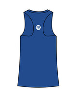 The Womens Full Length Tank - Royal - Krista - Center Chest - Upper Back - Printed - White