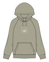The Womens Heavyweight Hoodie - Eucalyptus - R.M.W.I - Center Chest - Back Center - Printed - Cream
