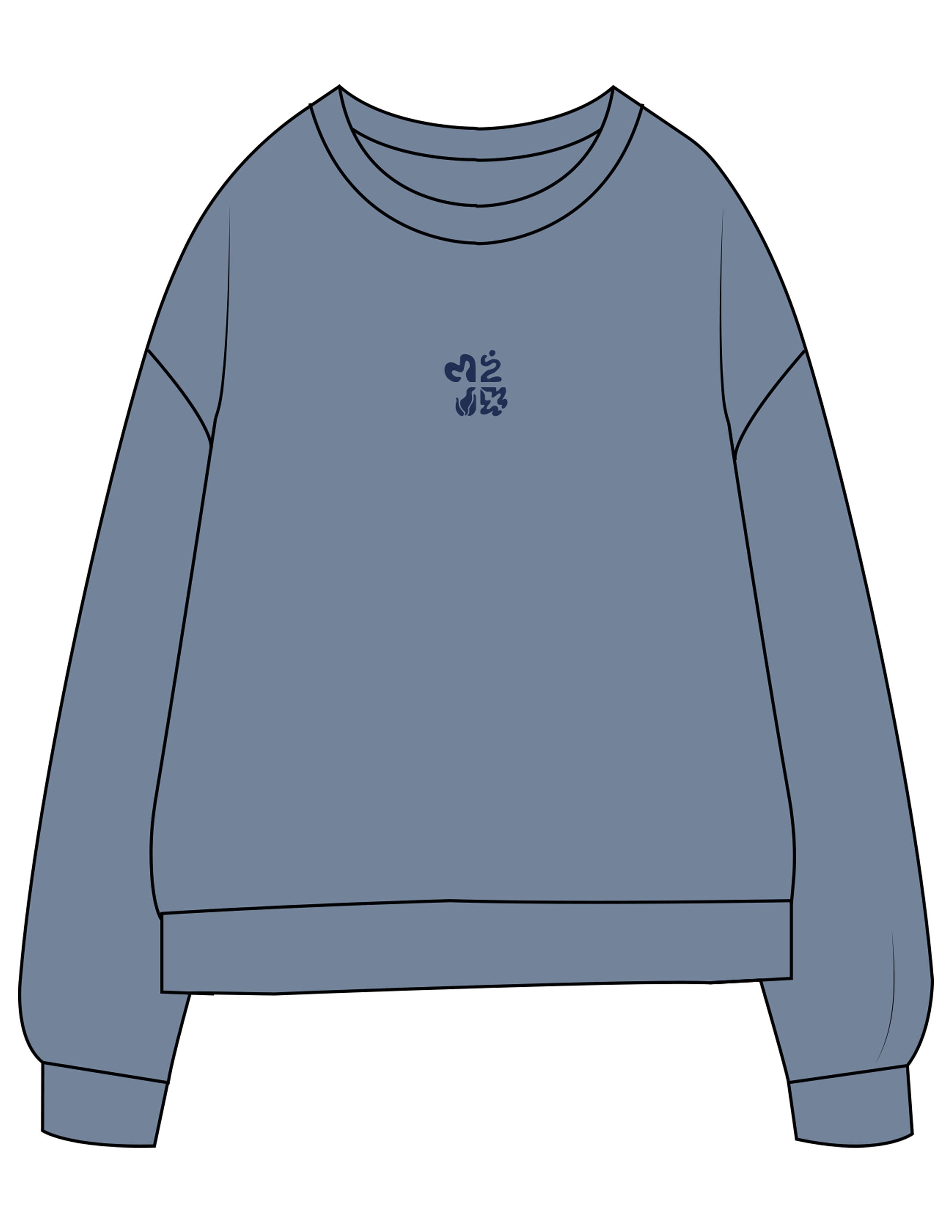 The Midweight Unisex Crewneck - Washed Slate - Plum Creek Church - Center Chest & Back Left Corner - Printed - Navy