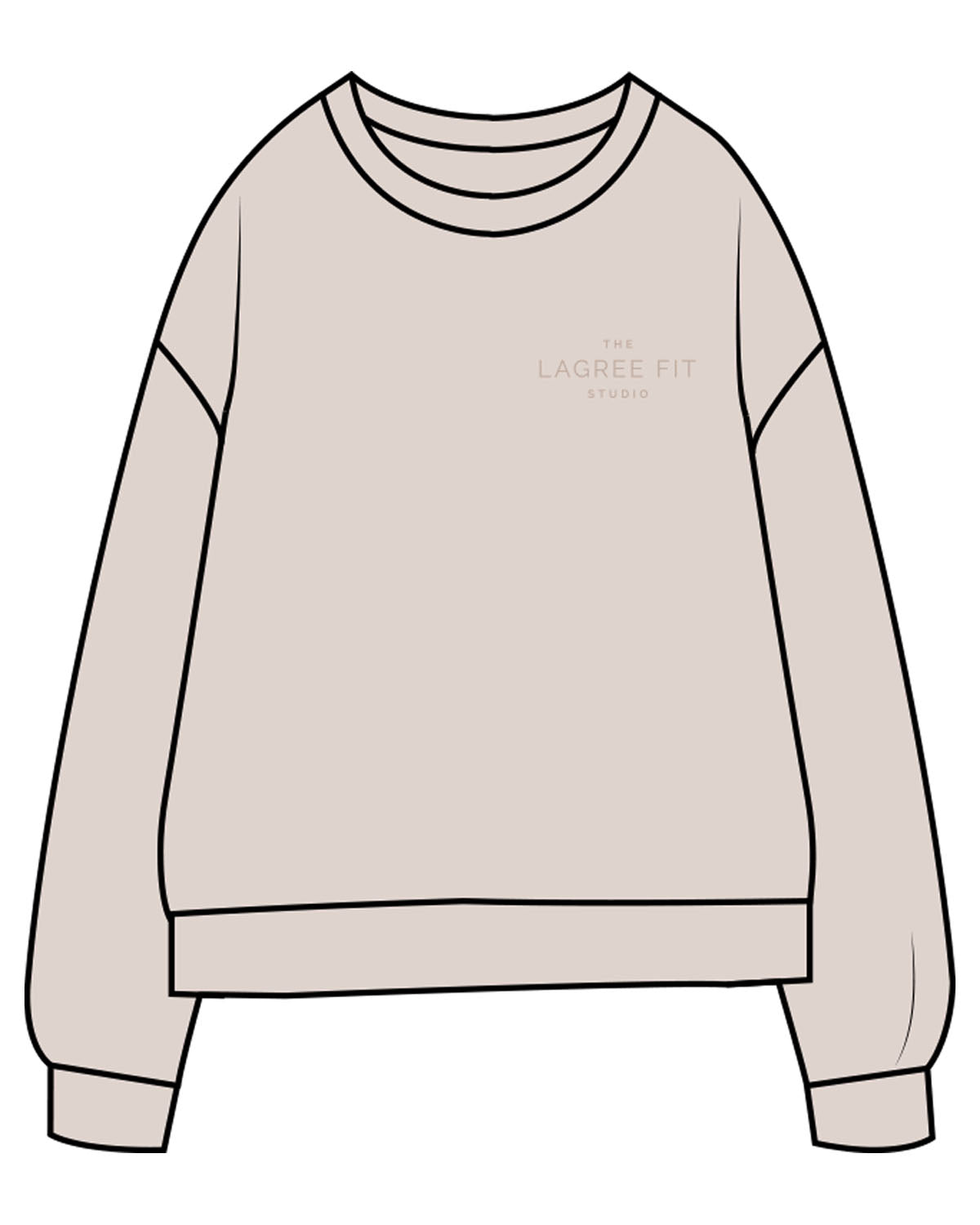 The Midweight Unisex Crewneck - Washed Ivory - Lagree Fit Studio - Left Chest & Back Stacked - Printed - Washed Cement