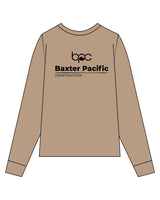The Mens Long Sleeve - Sand - Baxter Pacific - Left Chest - Back Center - Printed - Black