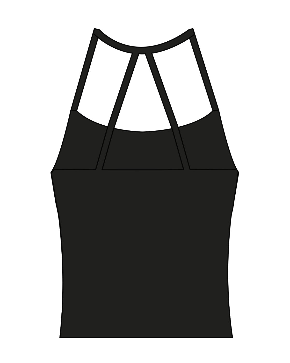 The Womens Sporty Tank - Black - Pilates Powerhouse - Center Chest - Printed - White