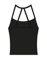 The Womens Sporty Tank - Black - Pilates Powerhouse - Center Chest - Printed - White