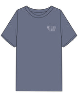 The Mens Heavyweight Tee - Washed Indigo - Absolute Pilates - Left Chest - Full Back - Printed - Gray Purple