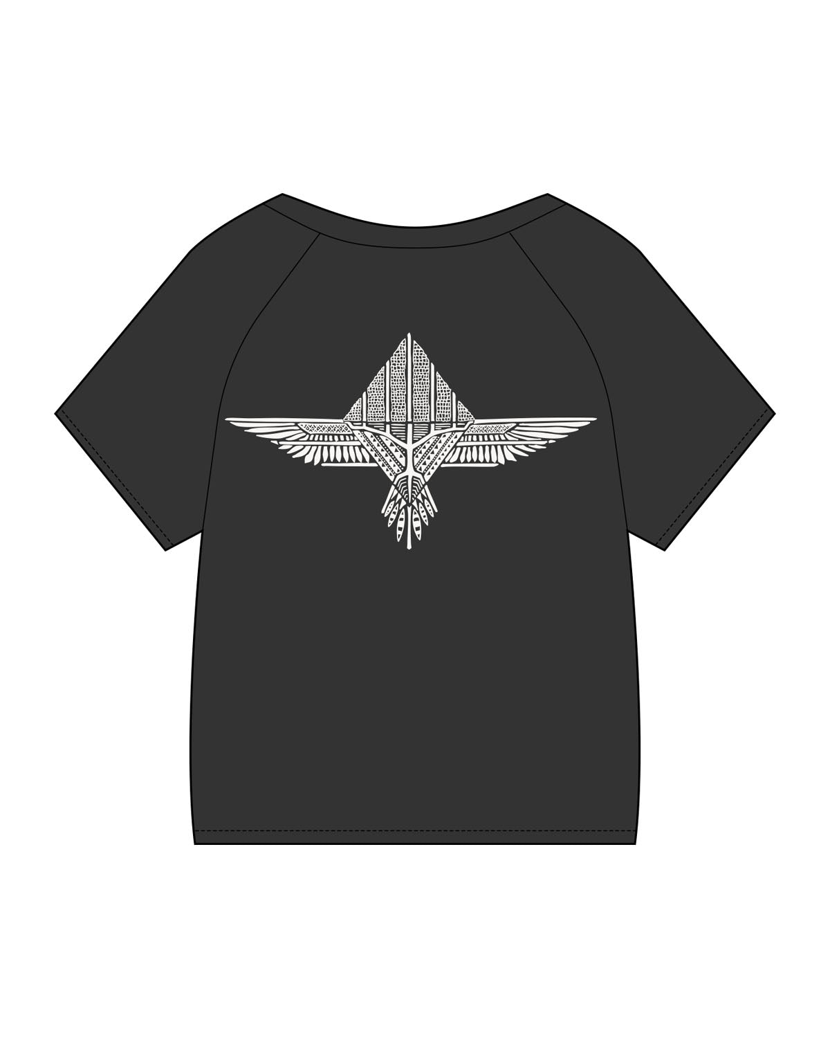 The Kids Heavyweight Tee - Washed Black - FadeFarm - Left Chest & Back Eagle  - Printed - Full Color