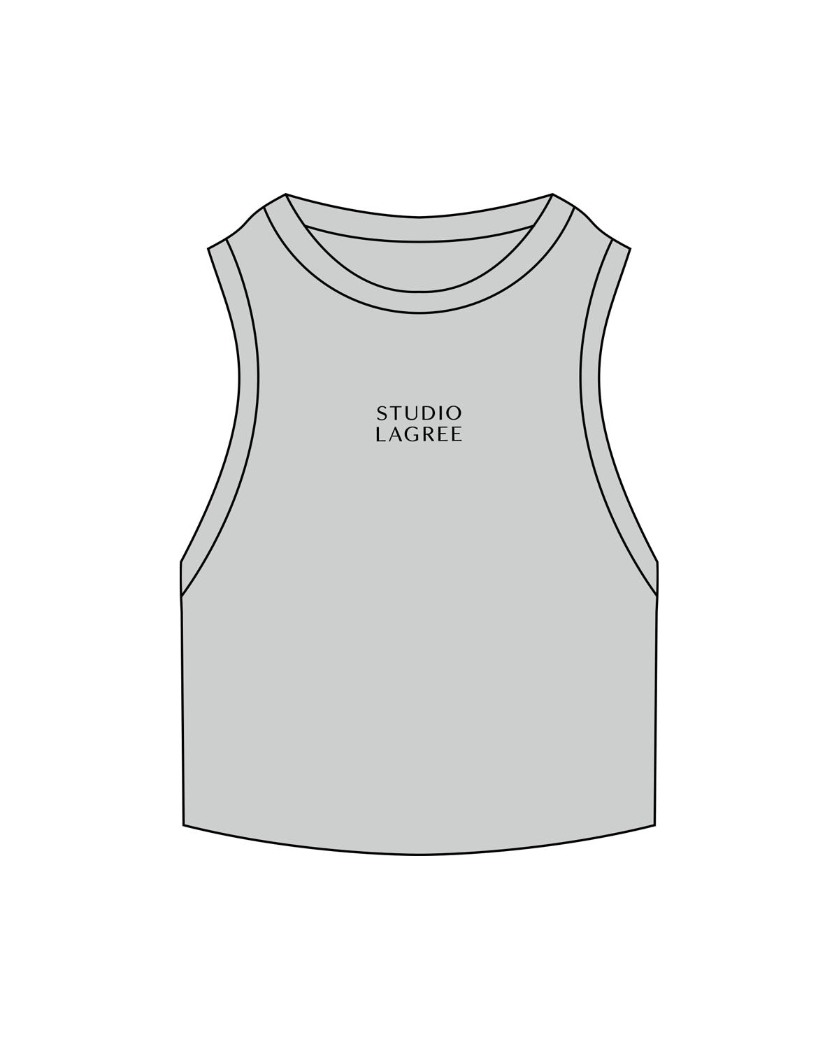 The Ribbed Crop Tank - Storm - Studio Lagree - Center Chest - Embroidered - Black