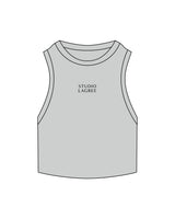The Ribbed Crop Tank - Storm - Studio Lagree - Center Chest - Embroidered - Black