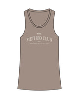 The Womens Full Length Tank - Warm Gray - Revel Method- Center Chest Stacked - Back Neckline - Printed - OffWhite