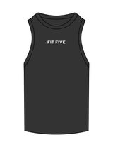 The Ribbed Full Length Tank - Washed Black - Fit 5 - Center Chest - Embroidered - White