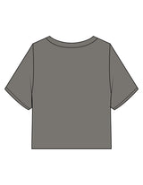 The Heavyweight Crop Tee - Washed Gray - Practice Yoga - Chest Stacked - Printed - Off White
