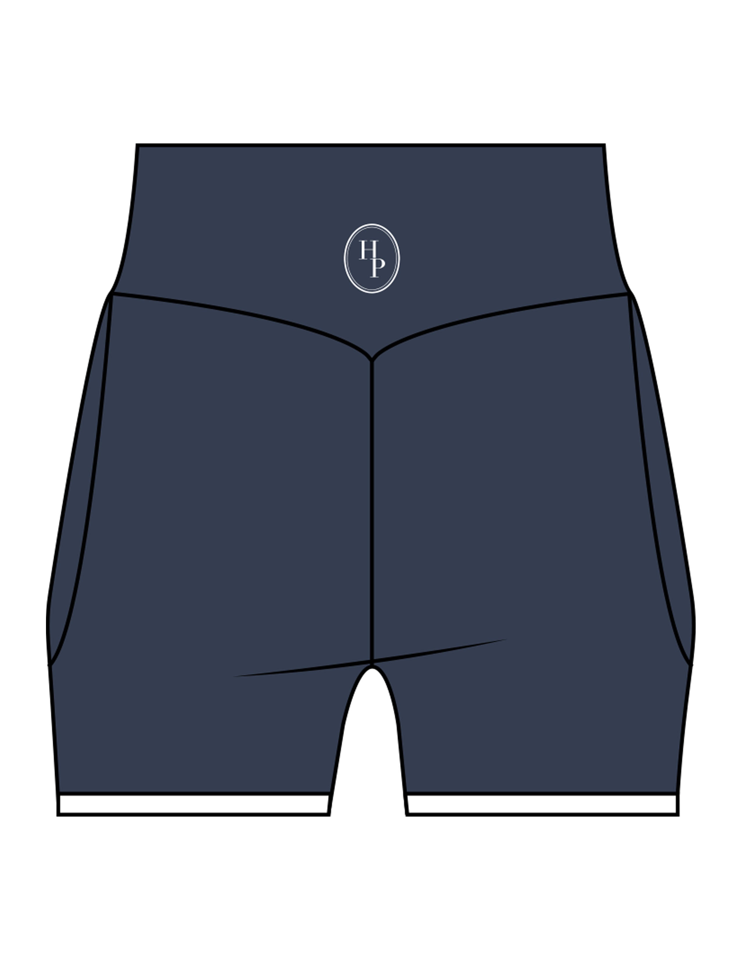 The Piped Crossover Short - Navy - Honor Pilates - Back Waistline - Printed - White