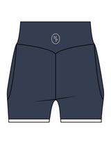 The Piped Crossover Short - Navy - Honor Pilates - Back Waistline - Printed - White