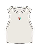 The Ribbed Crop Tank - Bone - Stowe Sweets - Center Chest - Embroidered - Full Color