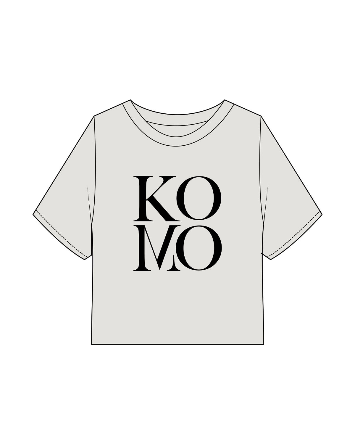The Heavyweight Crop Tee - Washed Bone - Komo Studio - Front Stacked - Printed - Black