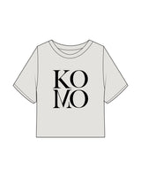 The Heavyweight Crop Tee - Washed Bone - Komo Studio - Front Stacked - Printed - Black