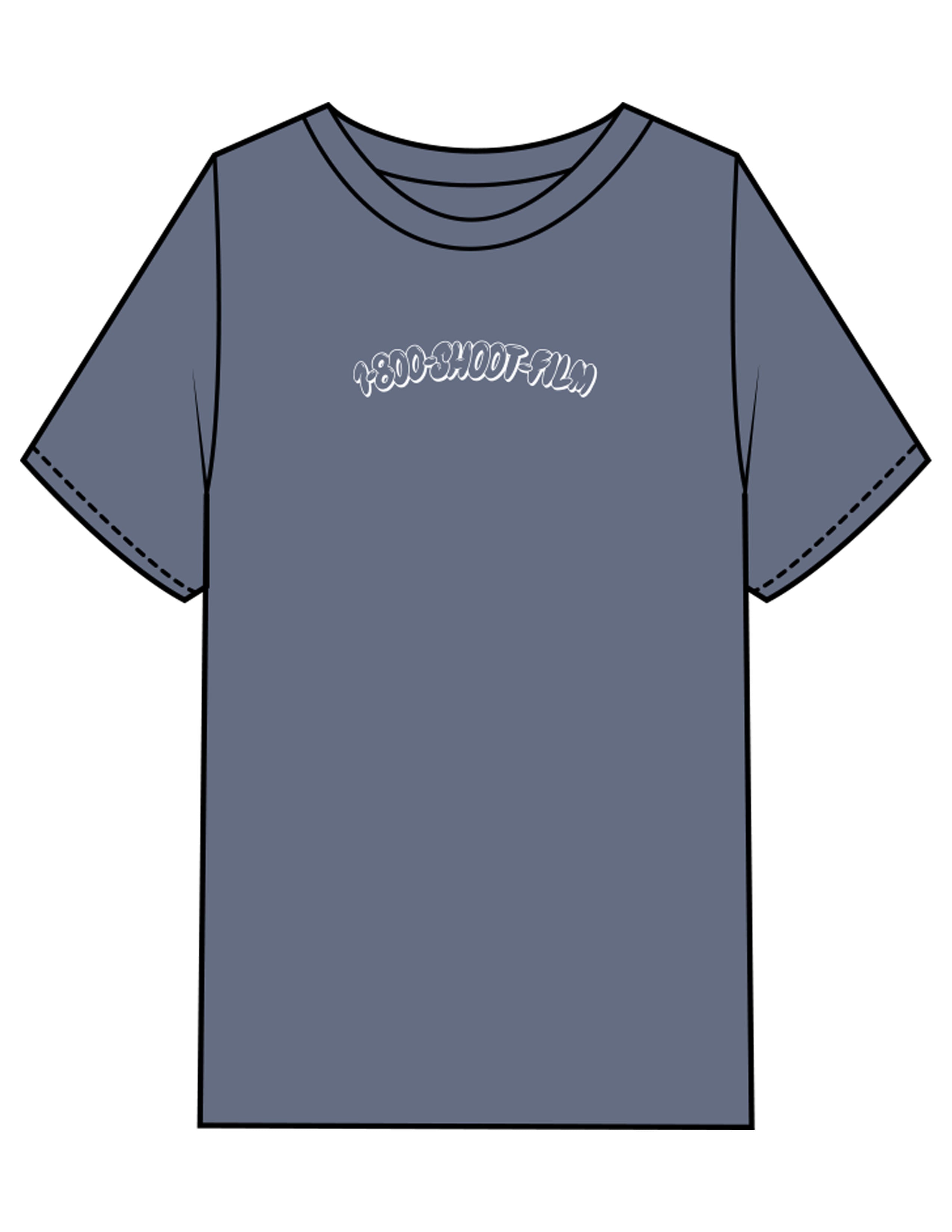 The Mens Heavyweight Tee - Washed Indigo - 1800-SF - Center Chest & Back Stacked - Printed - White