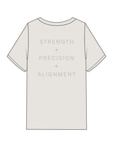 The Mens Heavyweight Tee - Washed Bone - MegaCorps - Center Chest & Left Sleeve - Back Stacked - Printed - Tone on Tone