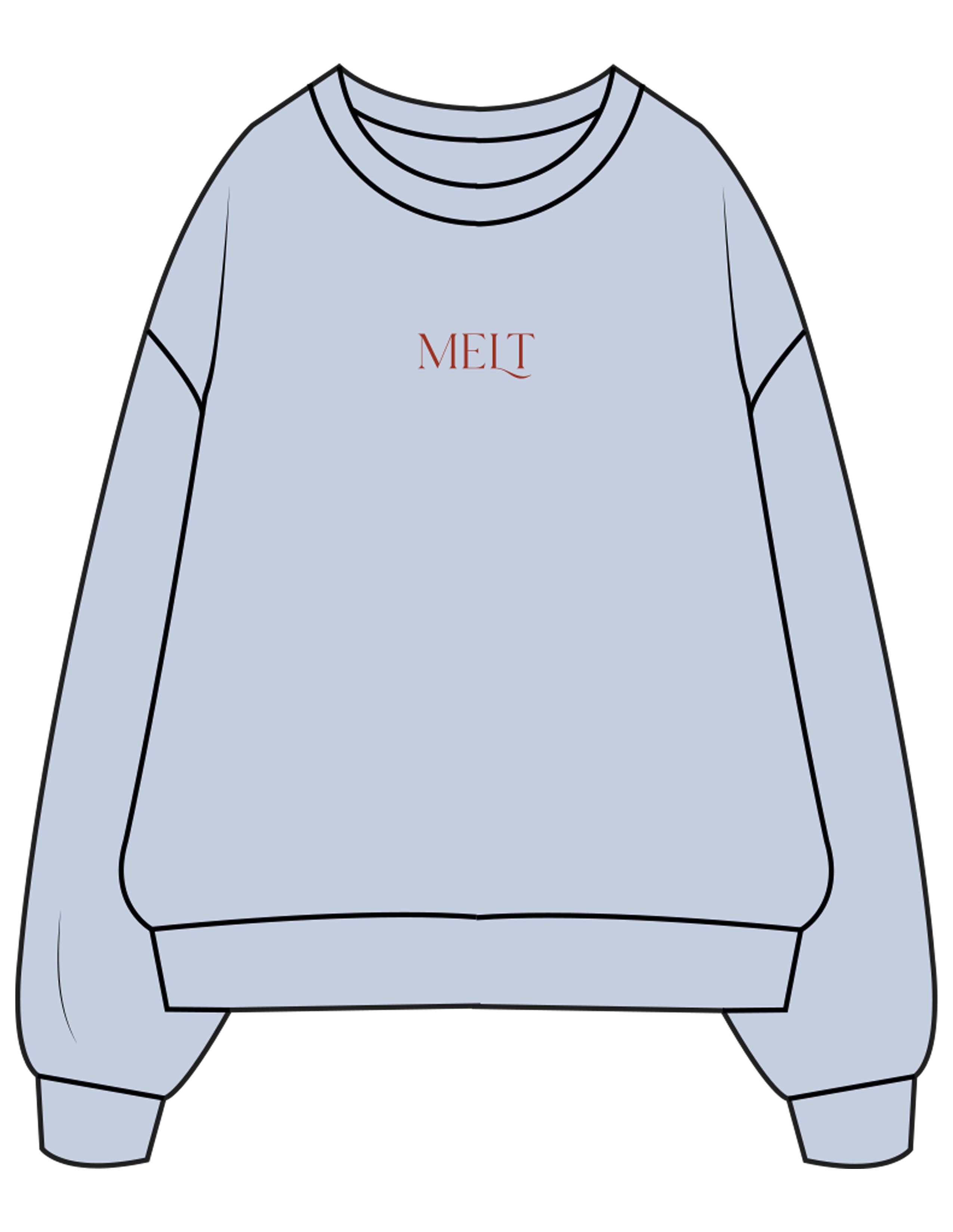 The Mens Crewneck - Powder - Melt Hot Pilates - Center Chest - Embroidered - Maroon
